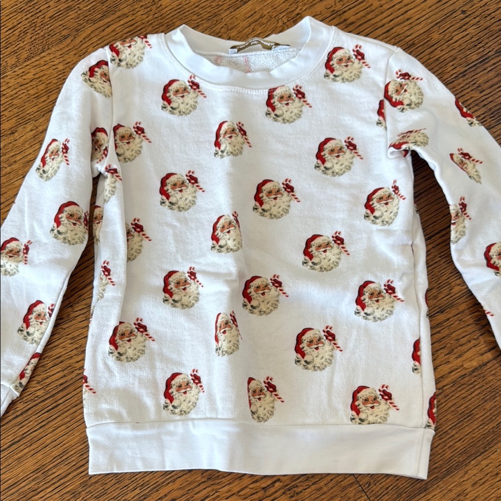 Kids White Santa Print Sweatshirt